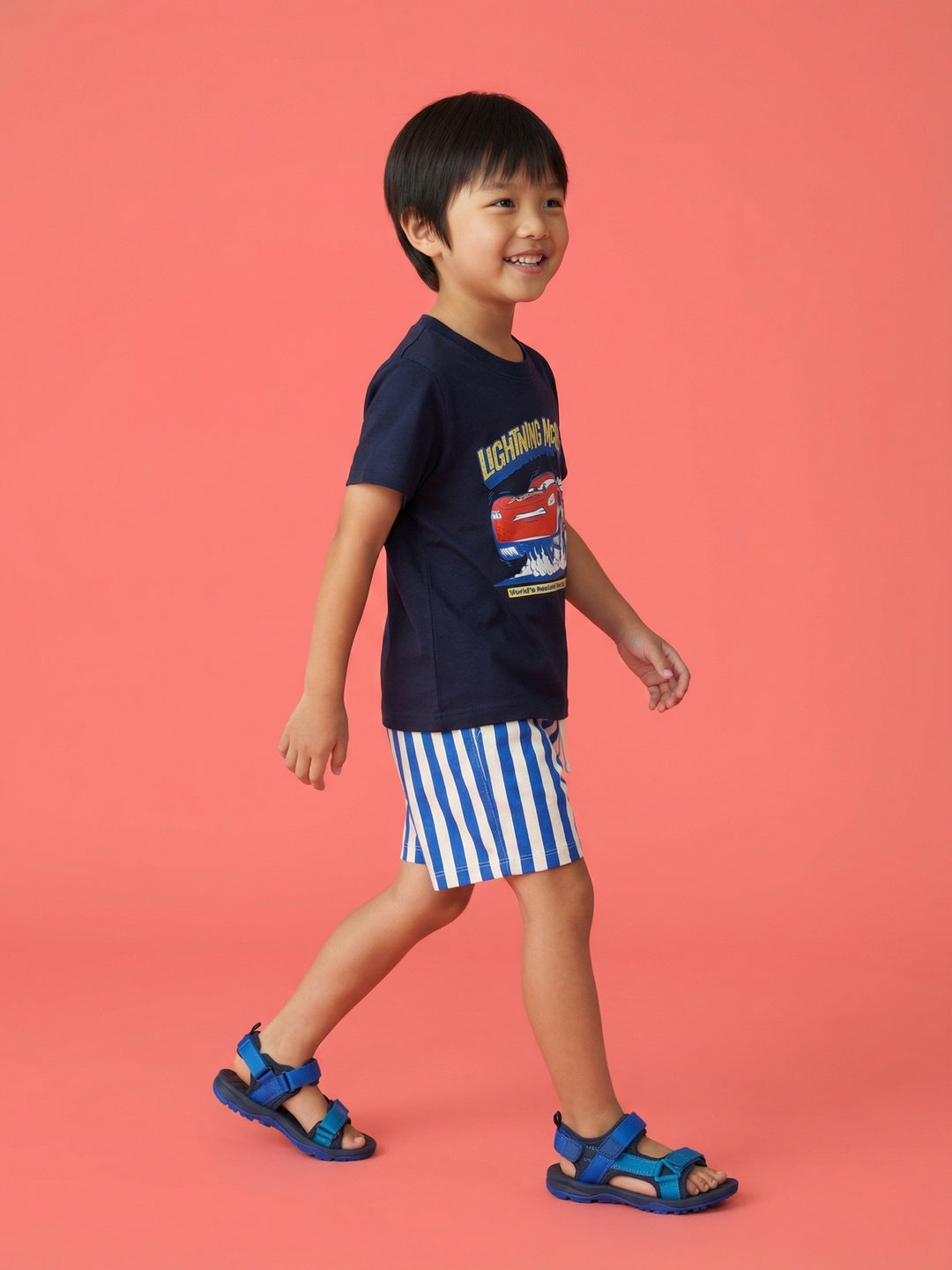 Nautinati Boys Cars Printed Regular Fit Round Neck T-shirt and Shorts Clothing Set