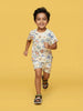 Nautinati Boys Off-White Cotton All Over Print Half-Sleeve Summer T-shirt and Shorts Set