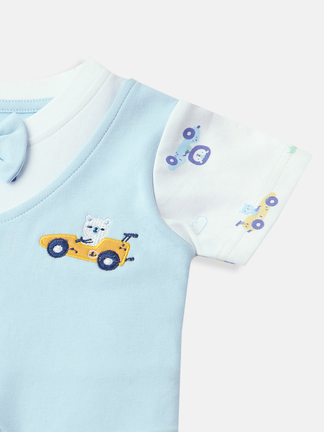 Nautinatis Infants Cotton Interlock Printed Bodysuit With Attached Waistcoat