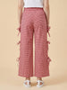 Nautinati Girls' Cotton Blend All-over Gingham Checks Wide-leg Woven Trousers with Side Bow Details
