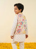 Nautinati Boys' 100% Cotton All-over Floral Print Kurta & Nehru Jacket Set