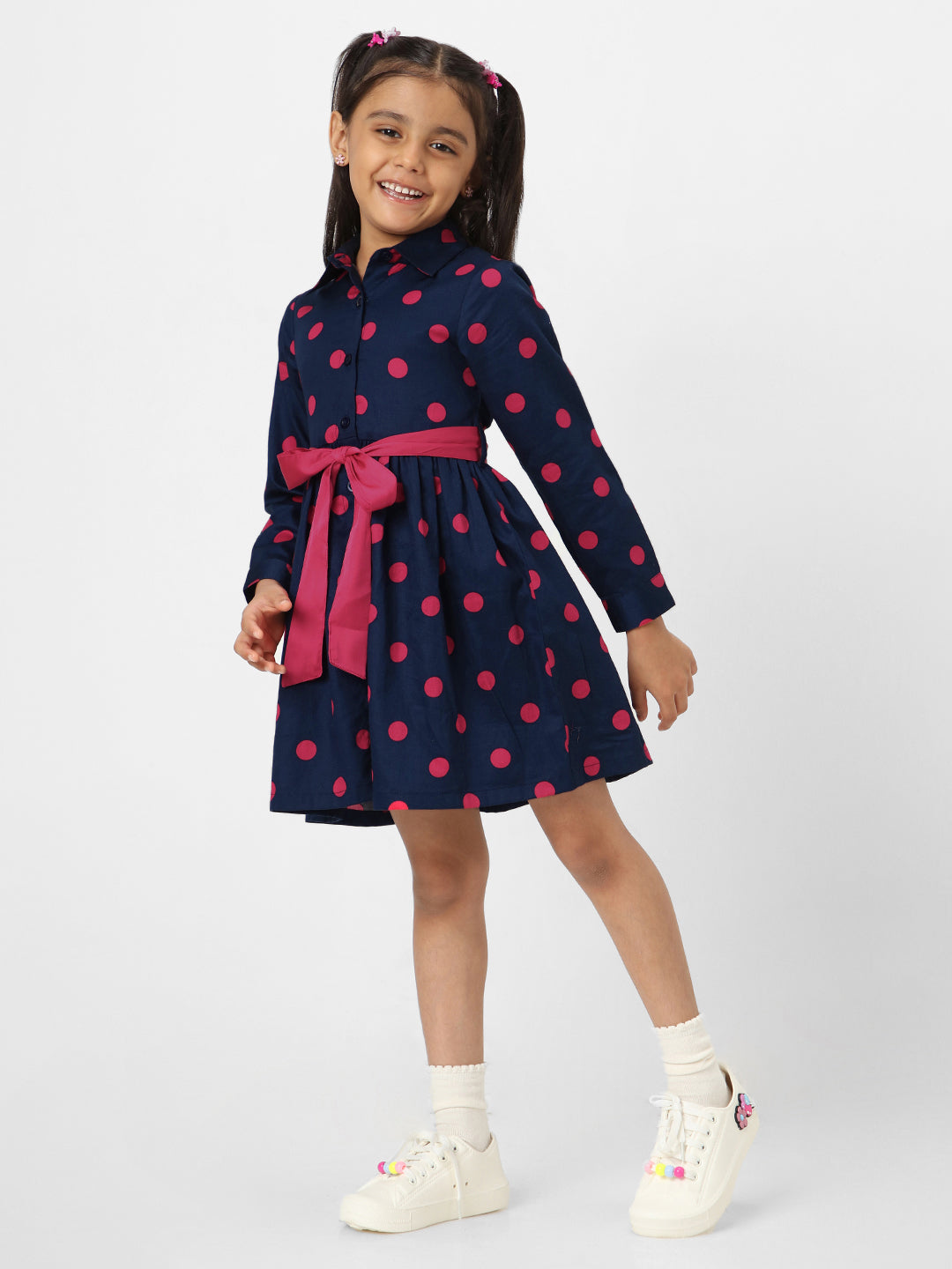 Nautinati Girls' Printed Full Sleeve Dress