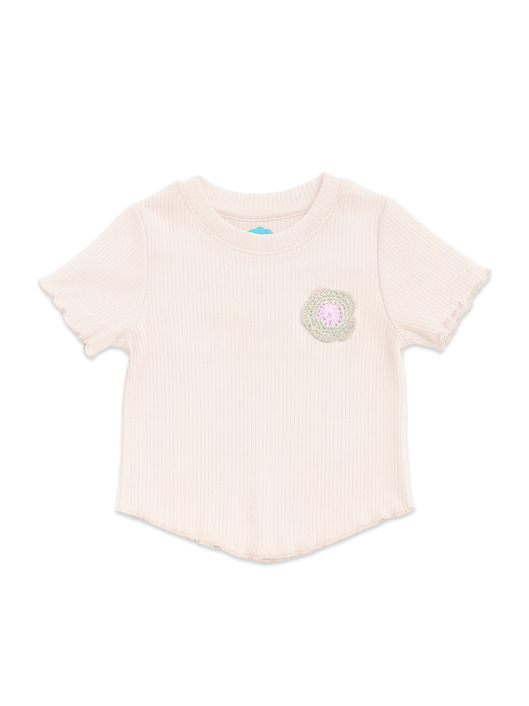 Nautinati Derby Rib Cotton Peach Top And Leggings Set For Girls