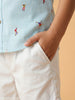 Nautinati Boys' Cotton Blend All-over Athlete Printed Shirt & Shorts Co-ord Set