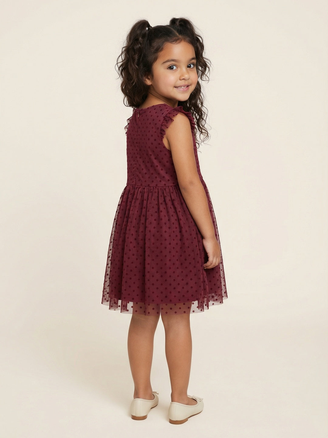 Nautinati Girls' Fit & Flare Holographic Foil Printed Mesh Party Dress