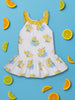 Nautinati Lemon Print White Dress For Girls