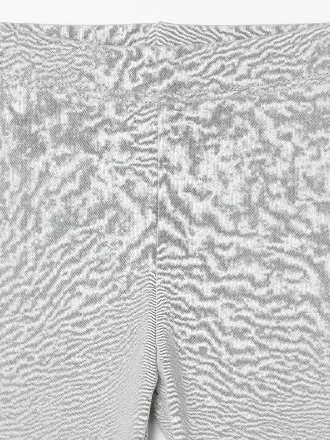 Nautinati Grey Cotton Lycra Rib Fitted & Flared Leggings For Girls