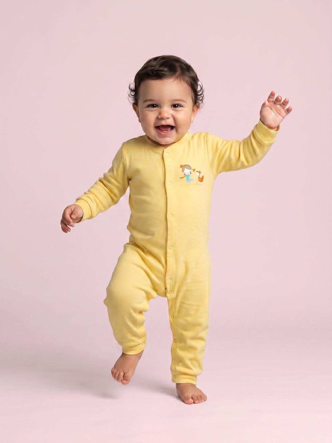 Nautinati Kids' Cotton All-overPlayful Printed Sleepsuit Set with Snap Button