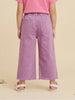 Nautinati  Girls' 100% Cotton Purple Overdyed Wide-leg Essentials Jeans
