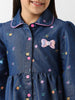 Nautinati Girls' Denim Shirt Dress With Puff Sleeves
