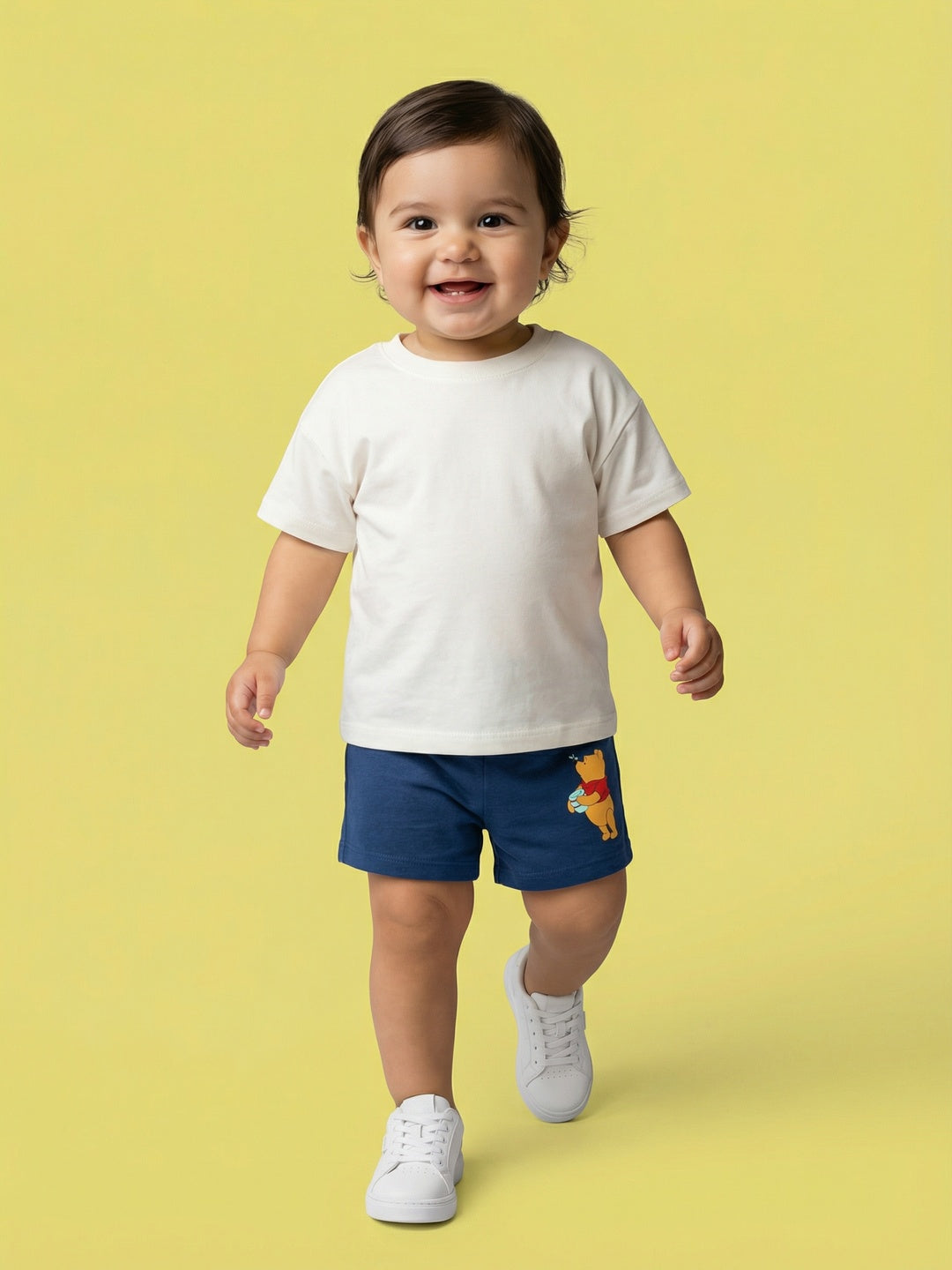 Nautinati Baby Boys' 100% Cotton Pack of 2 Disney Winnie the Pooh Placement Print Shorts