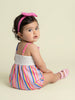 Nautinati Girls' Multicolour Striped & Embroidered Jumpsuit
