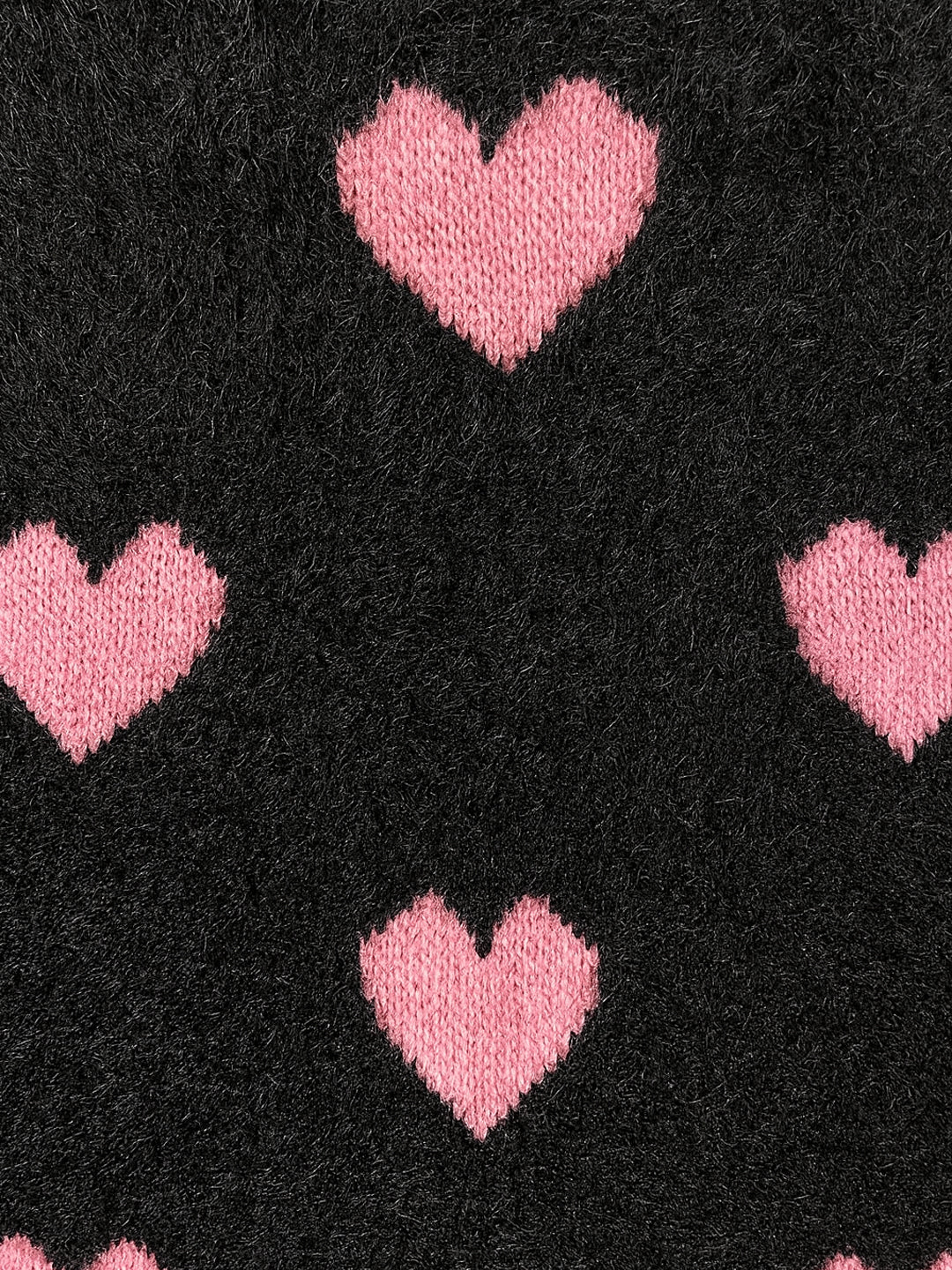 Nautinati Black and Pink Heart Print Sweater Dress for Girls