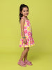 Nautinati  Girls All-over Floral Printed Relaxed Fit Tie-up Style Sleeveless Dress