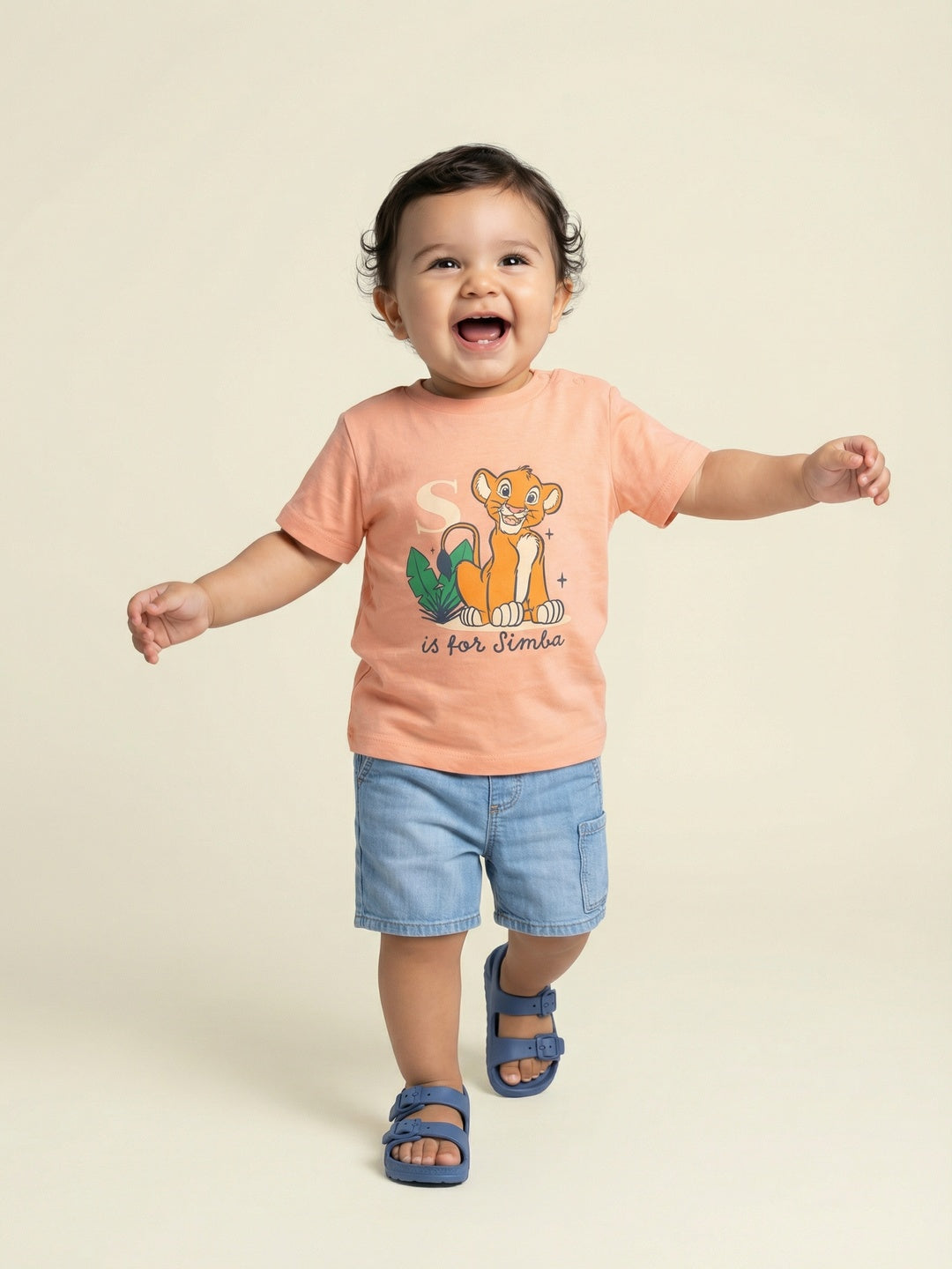 Nautinati Boys' 100% Cotton Pack of 2 Disney Simba Print Crew Neck T-shirts