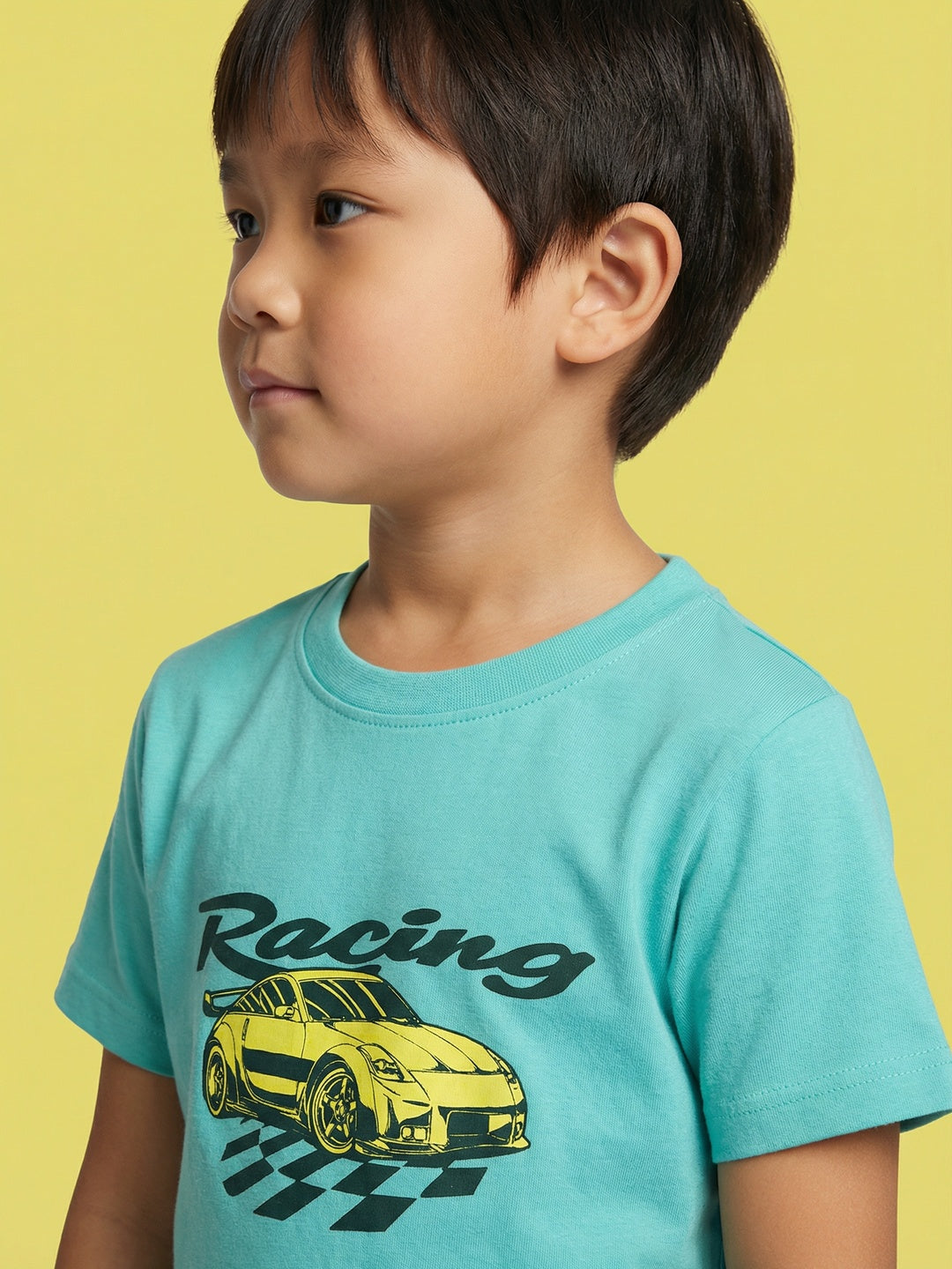 Nautinati Boys' 100% Cotton Pack of 2 Racing Graphic & All-over Print Crew Neck T-shirts