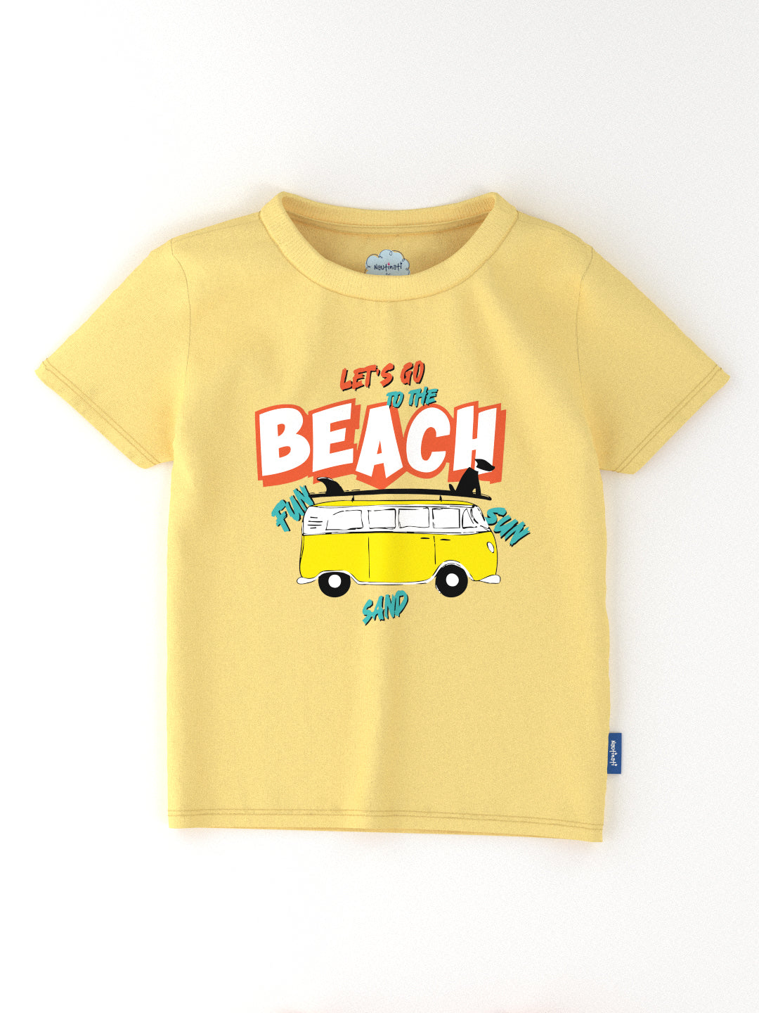 Nautinati Boys' Cotton Beach Graphic Printed Half Sleeve T-shirt