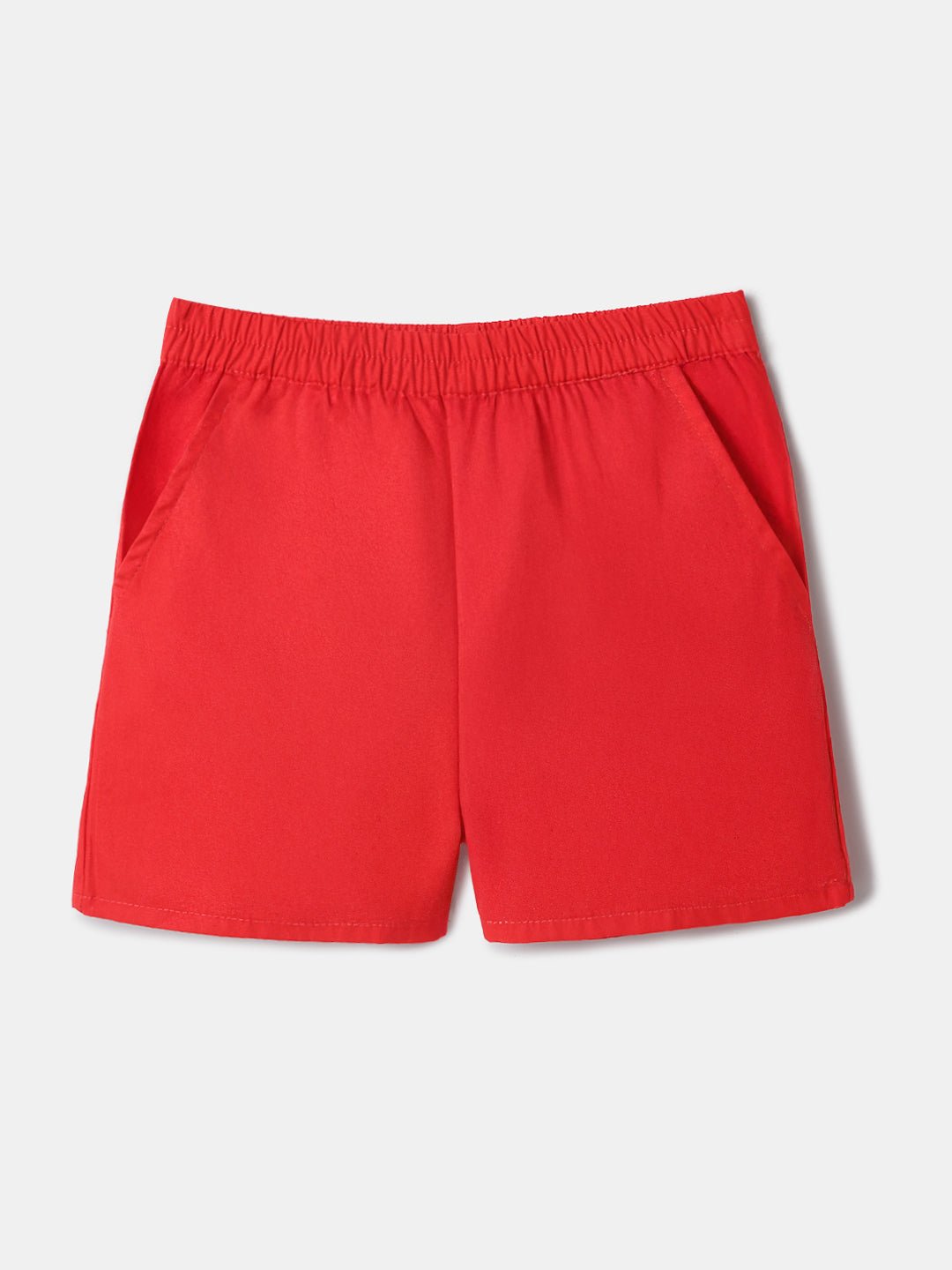 Nautinati Embroidered White Top and Red Shorts Set for Girls