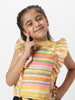 Nautinati Girls' Combo Set of Striped Sleeveless Top with Matching Belt and Solid Shorts