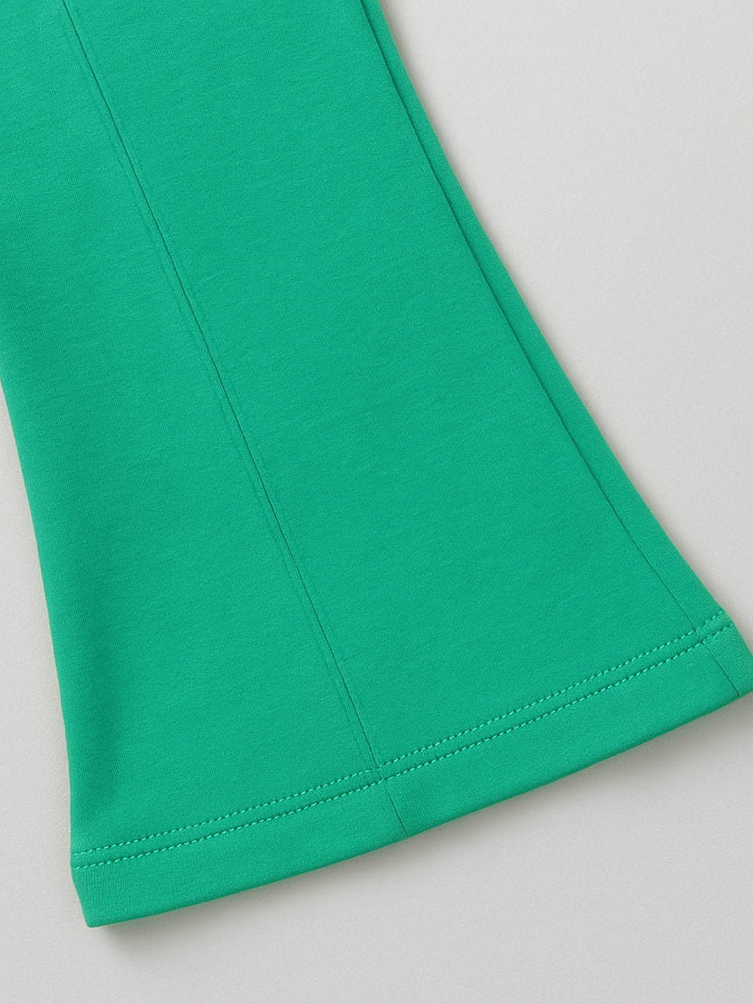 Nautinati Green Cotton Lycra Rib Fitted & Flared Leggings For Girls