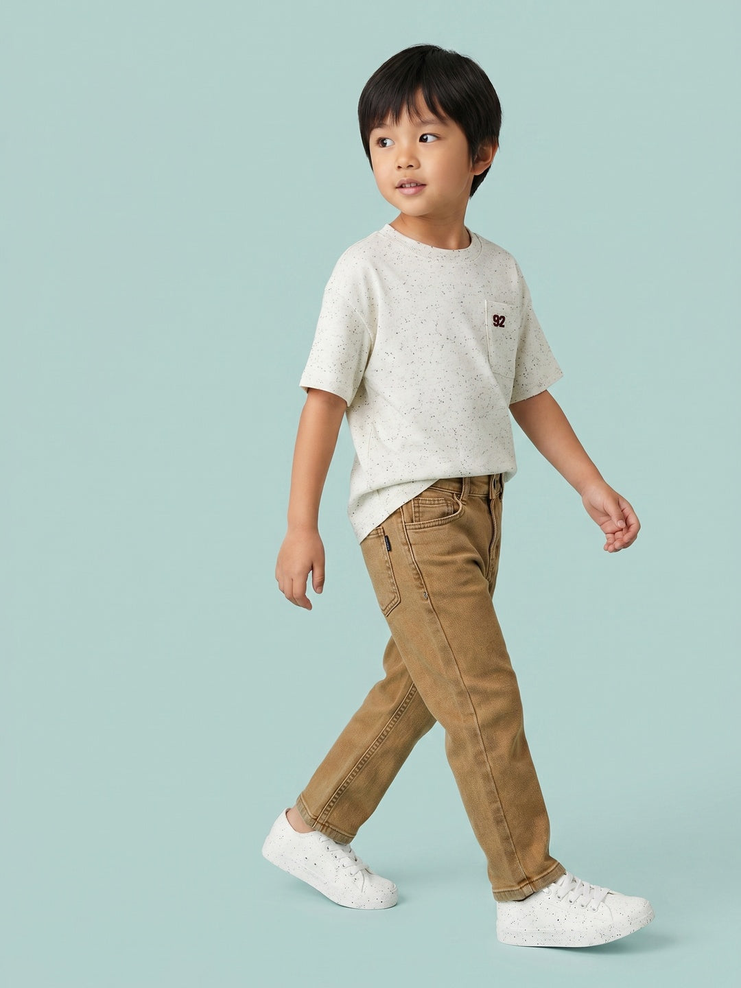 Nautinati Boys Pure Cotton Khaki Straight Fit Jeans