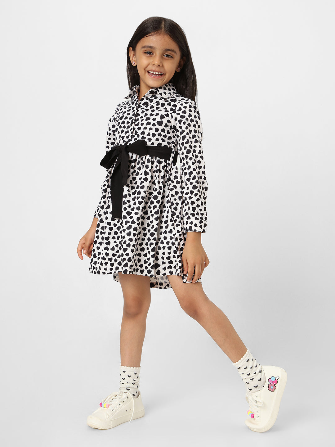 Nautinati Girls' Printed Full Sleeve Dress