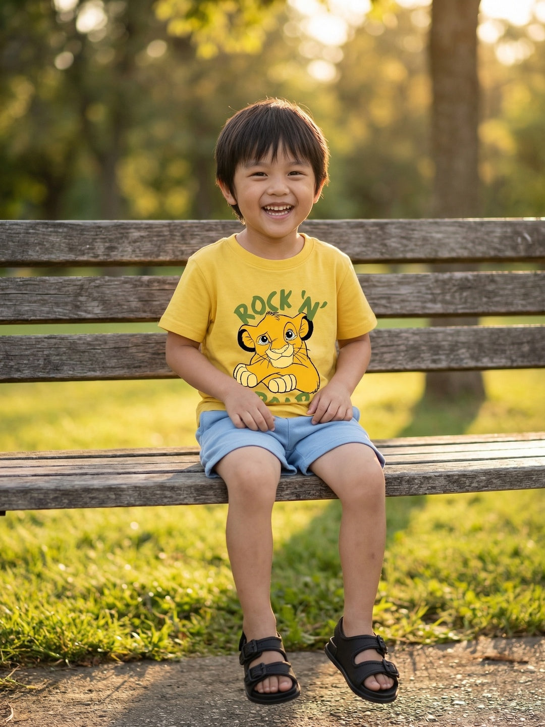 Nautinati Boys' 100% Cotton Crew Neck Disney Lion King Rock & Roar Placement Print T-shirt