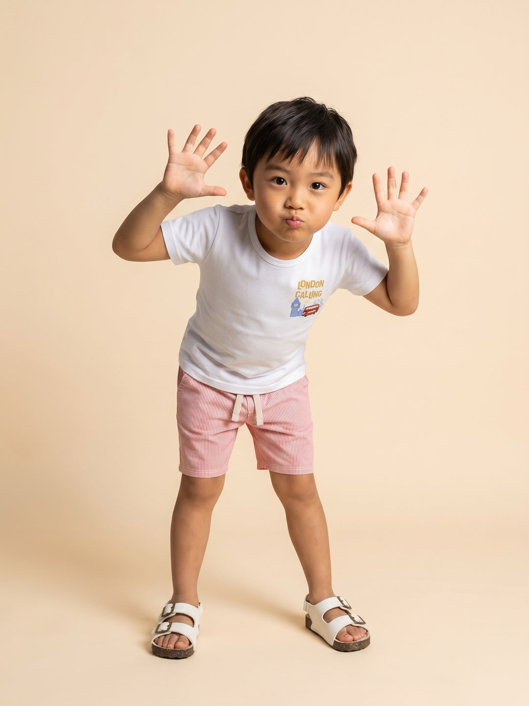Nautinati Boys' Cotton London Calling Printed T-shirt and Shorts Co-ord set