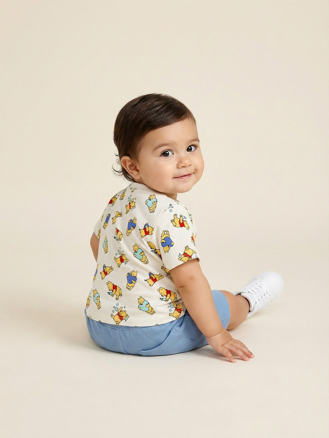 Nautinati Baby Boys' 100% Cotton Pack of 2 Disney Winnie the Pooh All-over & Placement Print T-shirts