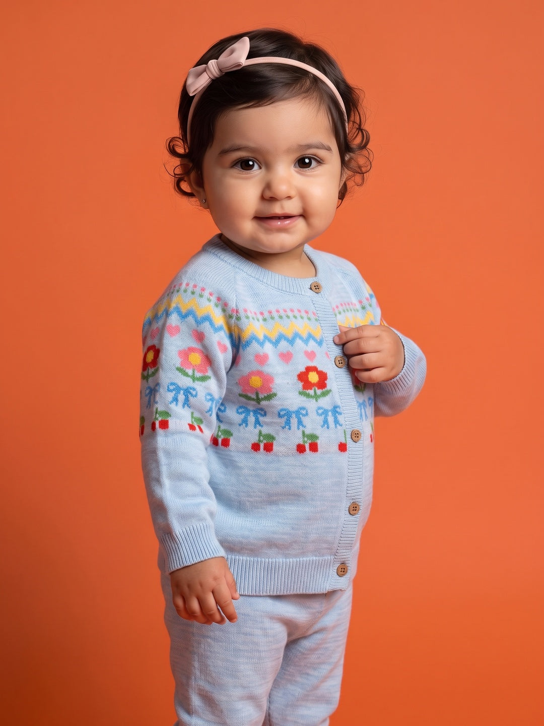 Nautinati Baby Girls Floral Knit Sweater & Jogger Set