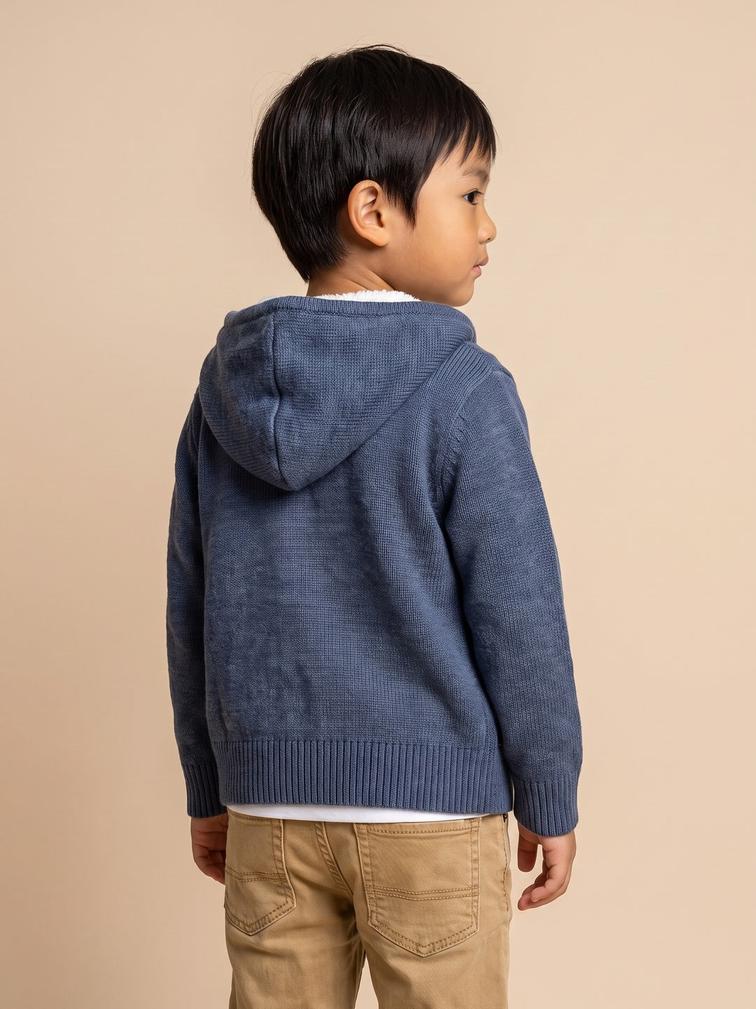 Nautinati Boys Cable Knit Zip-Up Full Sleeve Sweater, Relaxed Fit