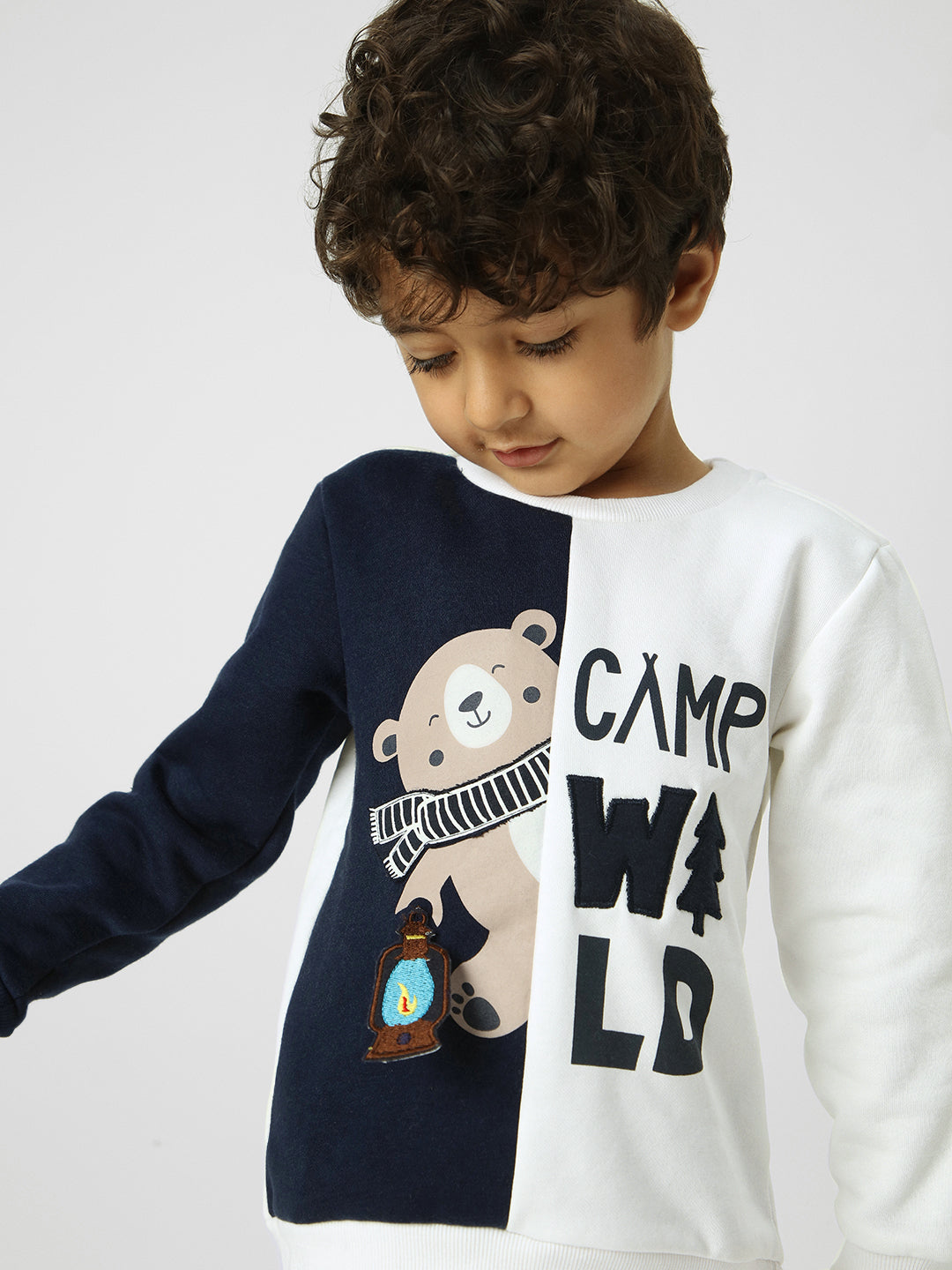 Boys Colourblocked Chest Print Sweatshirt