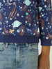 Boys Navy Space-Themed Printed Sweatshirt