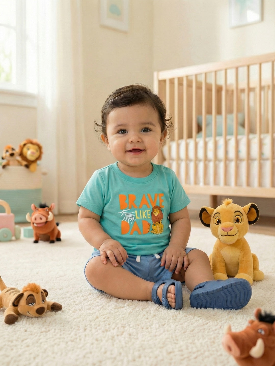 Nautinati Boys' Cotton Disney The Lion King Printed T-shirt with Snap Buttons