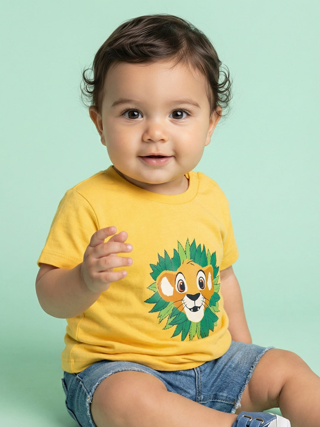 Nautinati Boys' 100% Cotton Pack of 2 Disney Lion King Simba Printed Crew Neck T-shirts