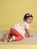 Nautinati Baby Girls' 100% Interlock Cotton All-over Print Floral Top & Ribbed Texture Trousers Combo Set