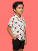 Nautinati Boys Spiderman Printed Regular Fit Resort collar shirt and Shorts Set