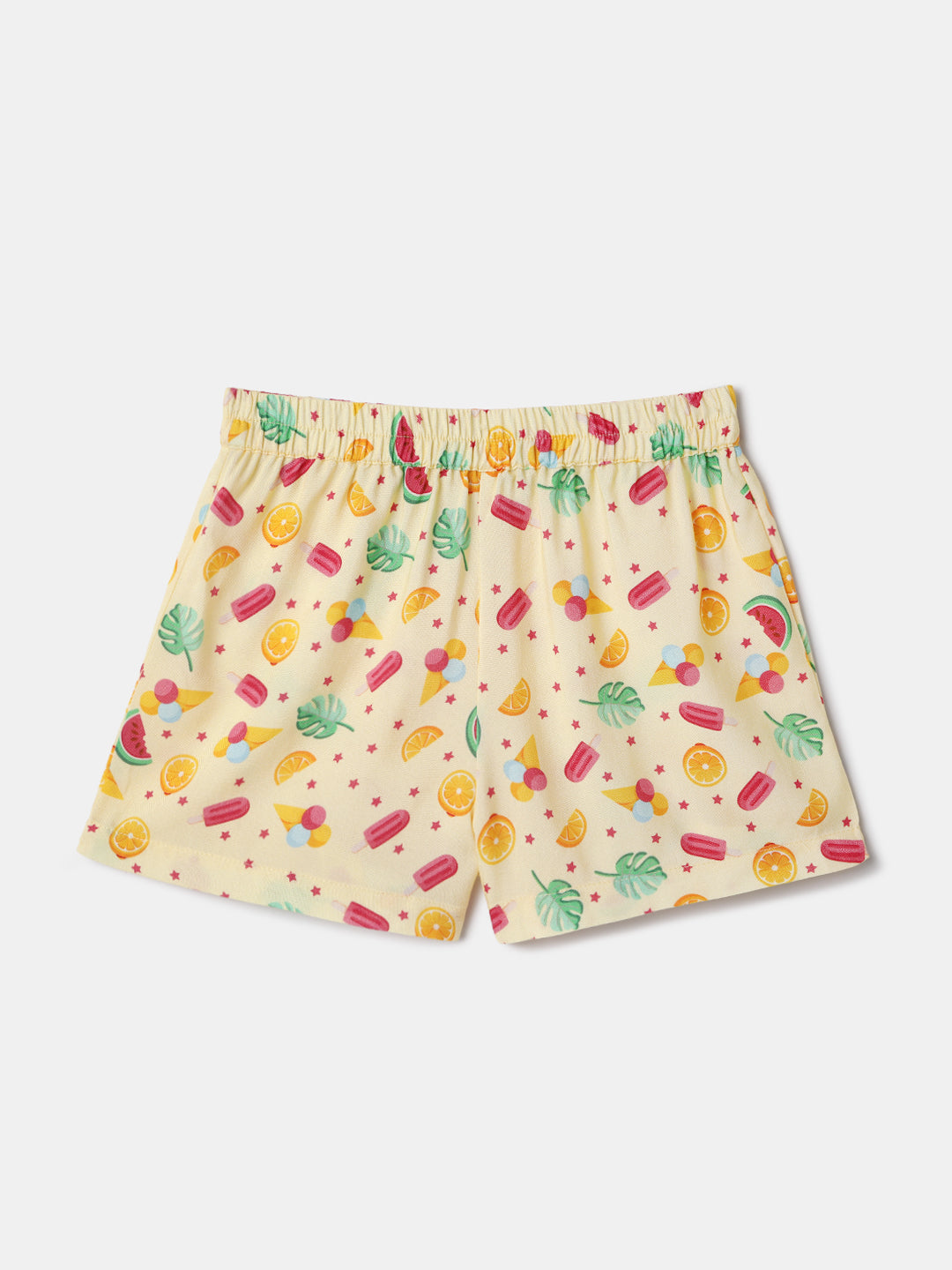 Nautinati Yellow Printed Top and Shorts Set for Girls