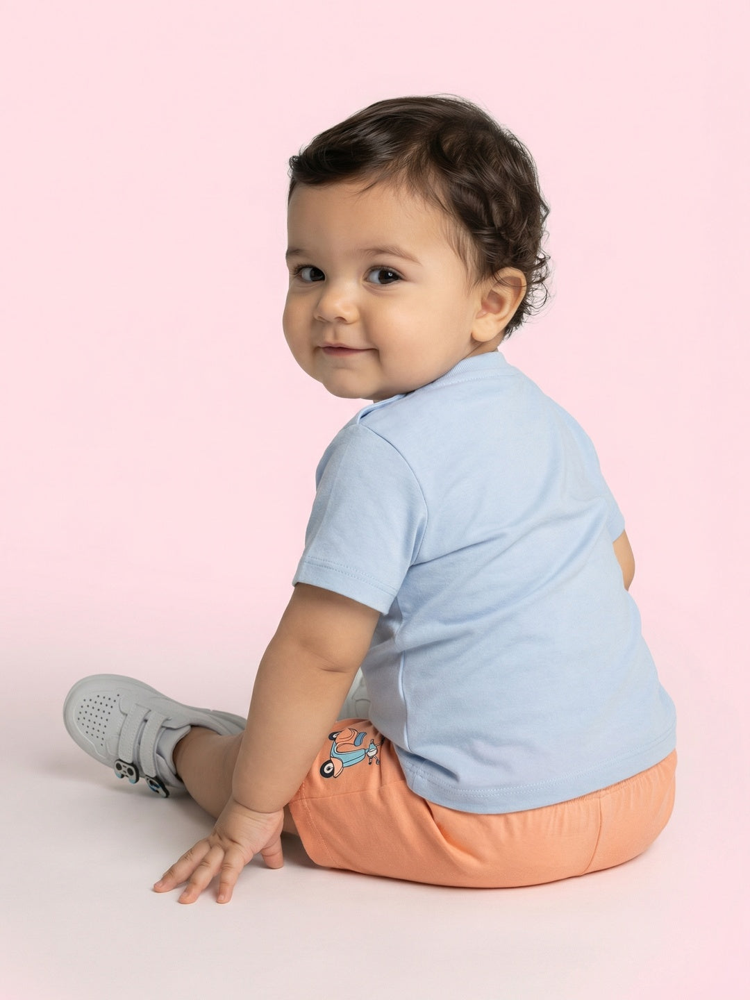 Nautinati Baby Boys' 100% Interlock Cotton Pack of 2 All-over & Placement Print Shorts