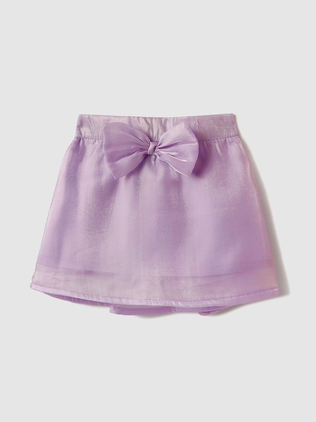 Nautinati Oraganza Lavender Bow Skirt With White Top Set for Girls