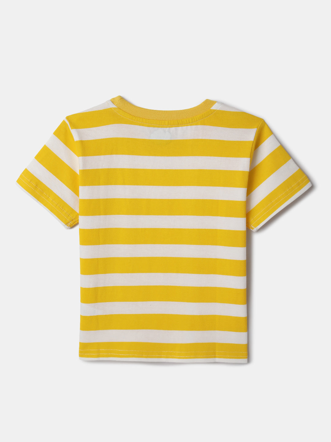 Nautinati Striped Yellow T-shirt and Blue Denim Dungaree Set for Boys