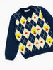 Nautinati Navy Blue and White Argyle Design Flat-knit Sweater for Boys