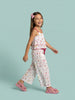 Nautinati Girls 100% Cotton Floral Printed Crop Top With Wide Leg Bottom Co-Ord Set