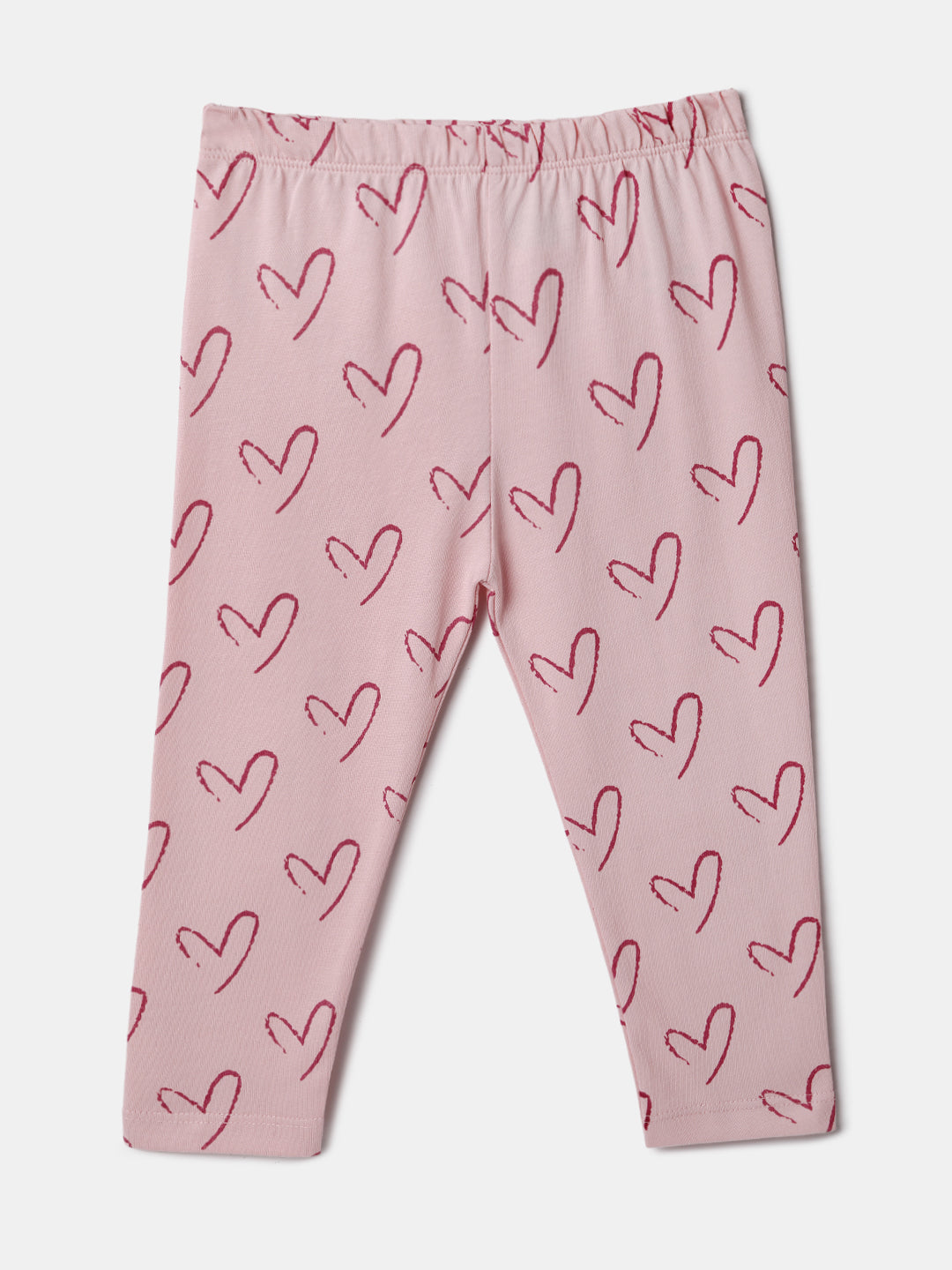 Nautinati White and Pink Printed  Top and Leggings Set for Girls