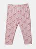 Nautinati White and Pink Printed  Top and Leggings Set for Girls