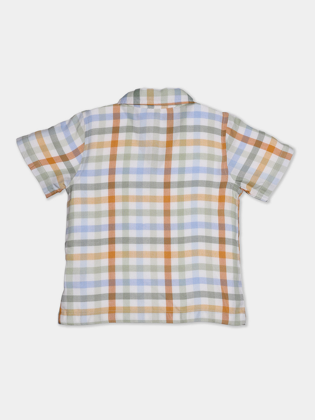 Nautinati Green Shorts With Yellow Chequered Shirt Set For Boys