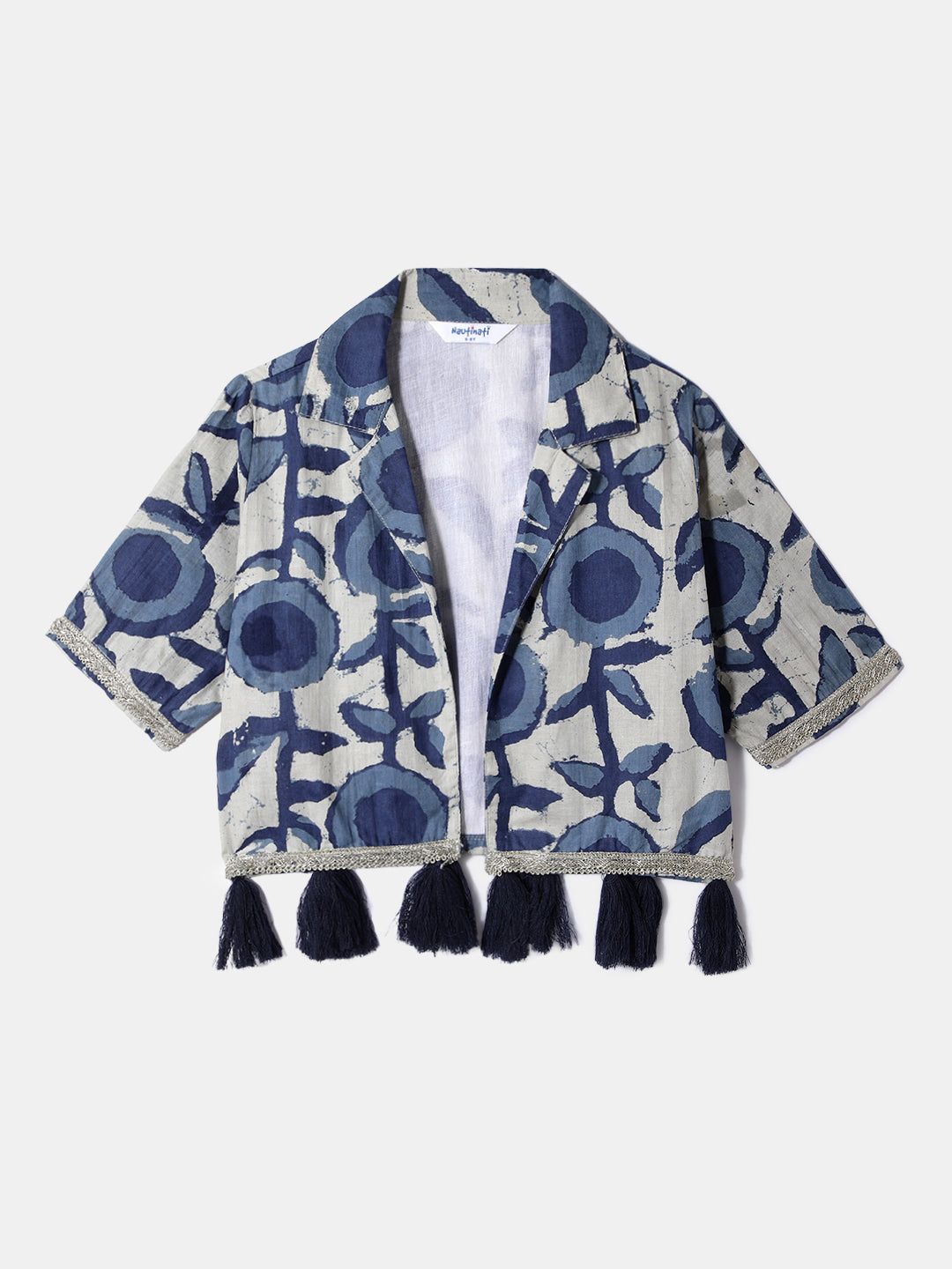 Nautinati Girls' Cotton Festive Printed Dress with Jacket | Age 2 - 10 Years