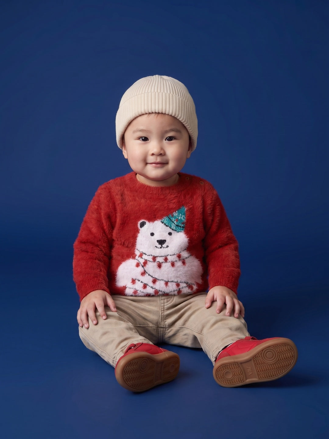 Nautinati Baby Boys Polar Bear Fuzzy Sweater, Age 3 Months -2 Years