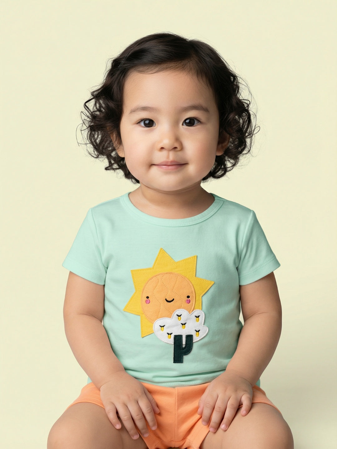 Nautinati Baby Girls Playful Printed Regular Fit Round Neck T-shirt and Shorts Co-ord Set