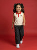 Nautinati Girls' 100% Cotton Baggy Solid Wide-leg Cargo Jeans